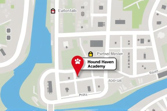 Kaart die de locatie van Hound Haven Academy in Amsterdam toont